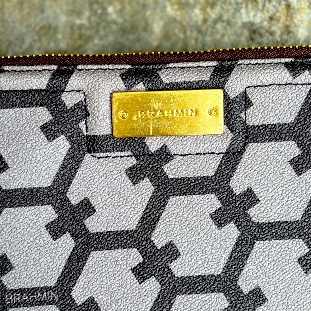 Brahmin Black and Gray Geometric Clutch - Picture 2 of 10